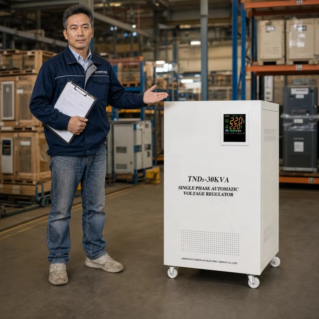 30KVA High Precision Single Phase Automatic Stabilizer 220V LCD Display Household High-Power Voltage Regulator SVC TND Use