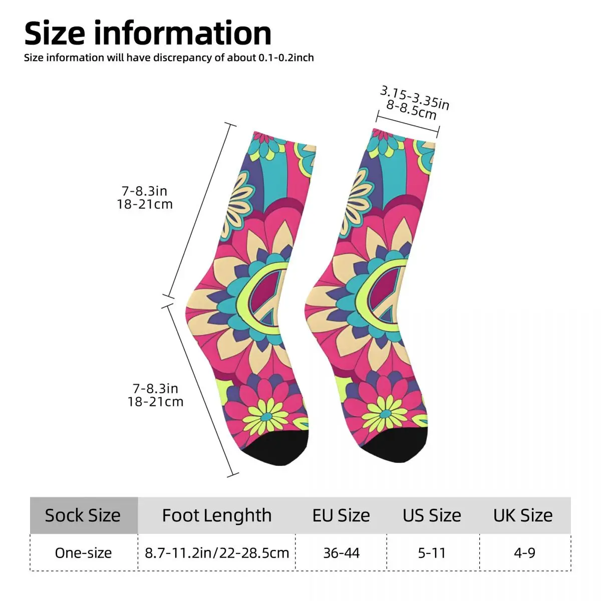 Happy Hippy Trippy Flower Power Pattern Men Socks Cycling Novelty Spring Summer Autumn Winter Stockings