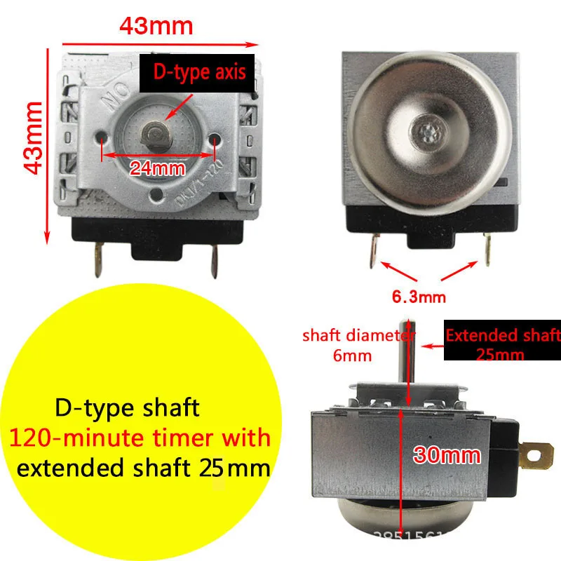 3pcs 120 minutes D-type Shaft Kitchen Oven Stove Timer