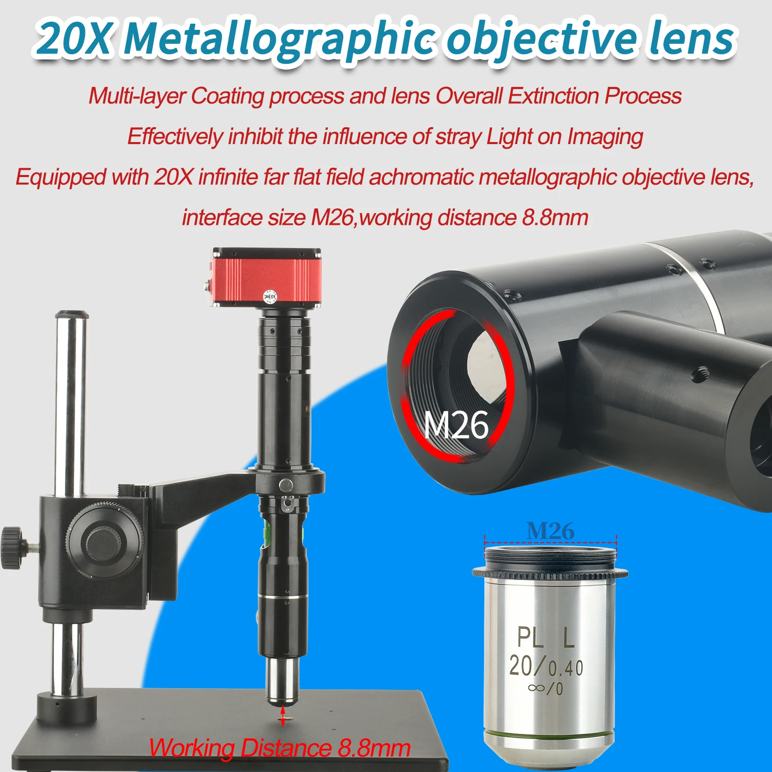 Microscópio eletrônico de luz coaxial KOPPACE 540X-3480X 4K 8,3 MP HD câmera pode tirar fotos e medidas