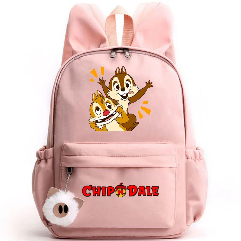 Disney Chip n Dale Backpack for Girls Boys Teenager Children Rucksack Casual School Bags Travel Rabbit Ears Backpacks Mochila