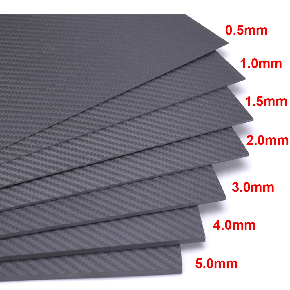 Real 3K Carbon Fiber Plate Panel Sheet 200mm x 300mm 0.5mm 1mm 1.5mm 2mm 3mm 4mm 5mm High Composite Hardness Material plate