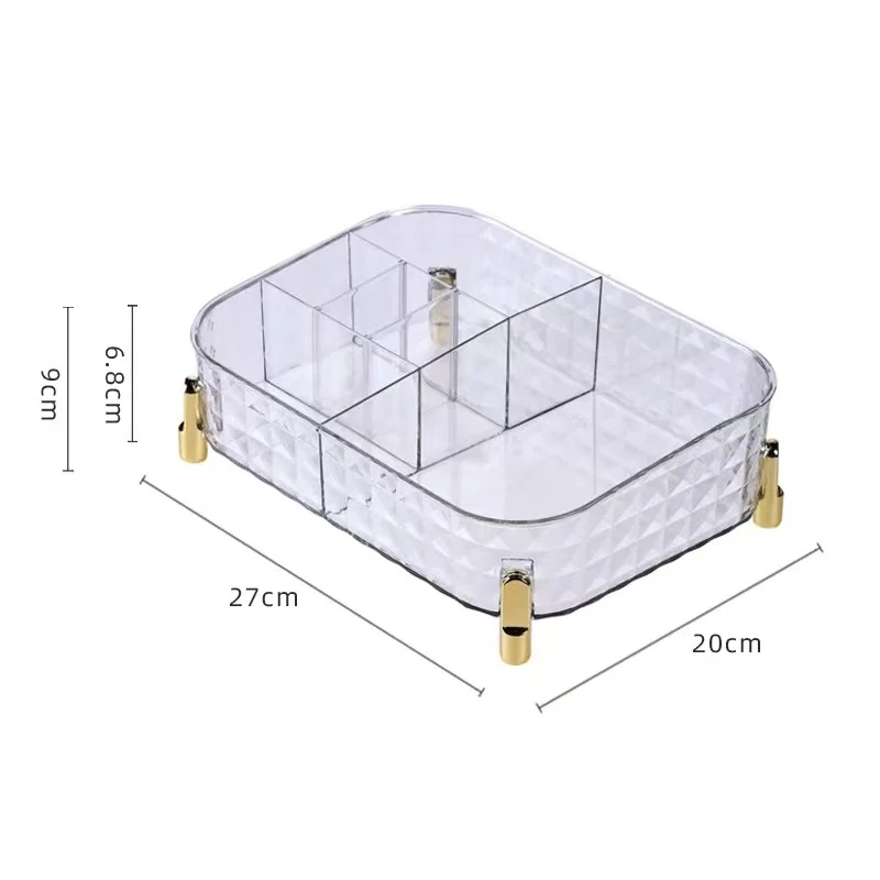 Plastic Transparent Makeup Storage Box Dormitory Finishing Shelf Cosmetics Skin Care Dressing Table Desktop Stationery Box