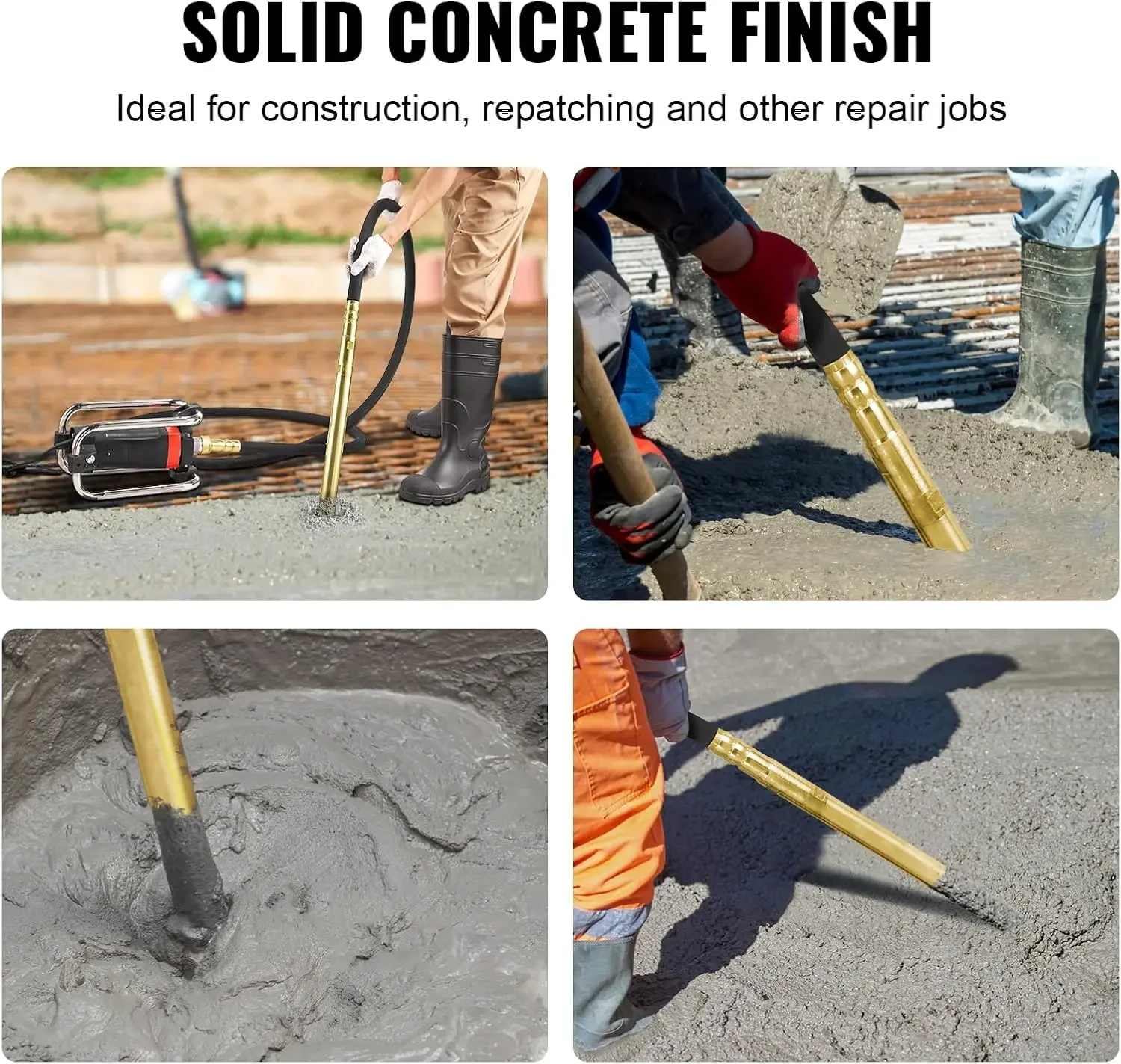 Concrete Vibrator, 1300W Power, 16000 Vibrations Per Minute, Durable 2HP Copper Engine, Portable for Construction