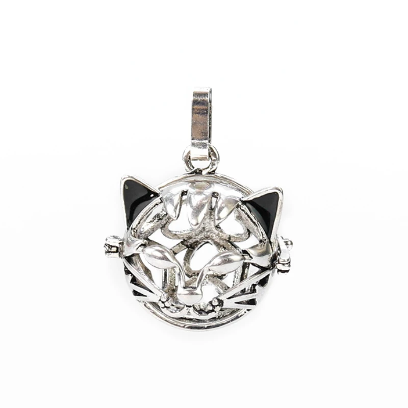 Cute Cat Harmony Chime Ball Pendant Mexican Bola Locket Cage Pregnancy Sounds Bell DIY Necklace Pregnant Women Jewelry Accessory