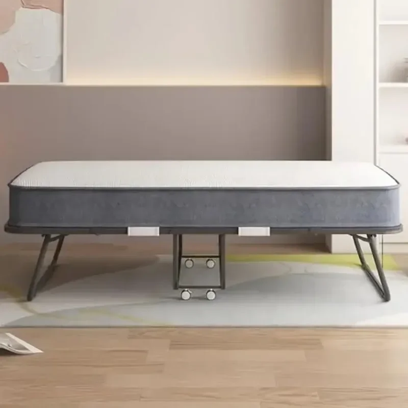 Cama plegable con colchón de espuma viscoelástica de 4 pulgadas, vestidor individual para invitados, ruedas bloqueables portátiles que ahorran espacio