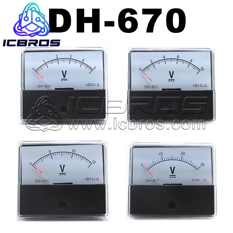 

Instrument DH-670 Pointer DC Voltmeter 5V 10V 15V 20V 30V 50V 100V 150V 250V 300V 500V