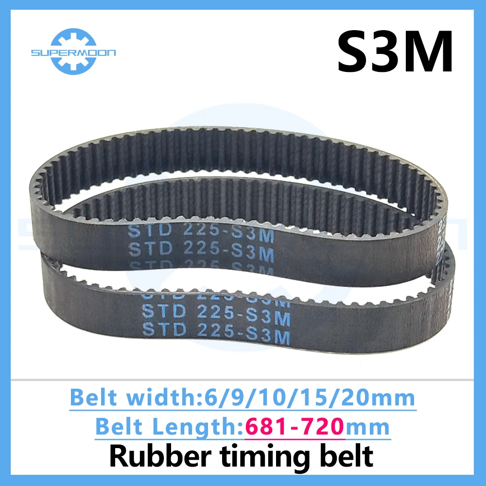 S3M Timing Synchronous Belt length 681 690 693 696 699 702 705 708 711 714 717 720mm Width 6-20mm Rubber Toothed Drive Belt