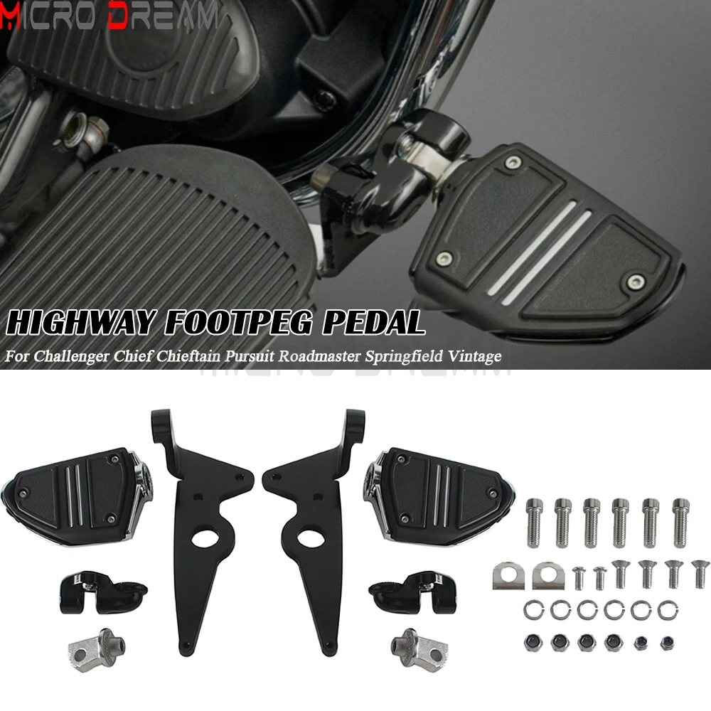 

For Indian Challenger Chieftain Limited 2020-2025 Vintage 20-21 Motorcycle Driver Highway Foot Pegs W/Mounts Kit Footrest Pedals