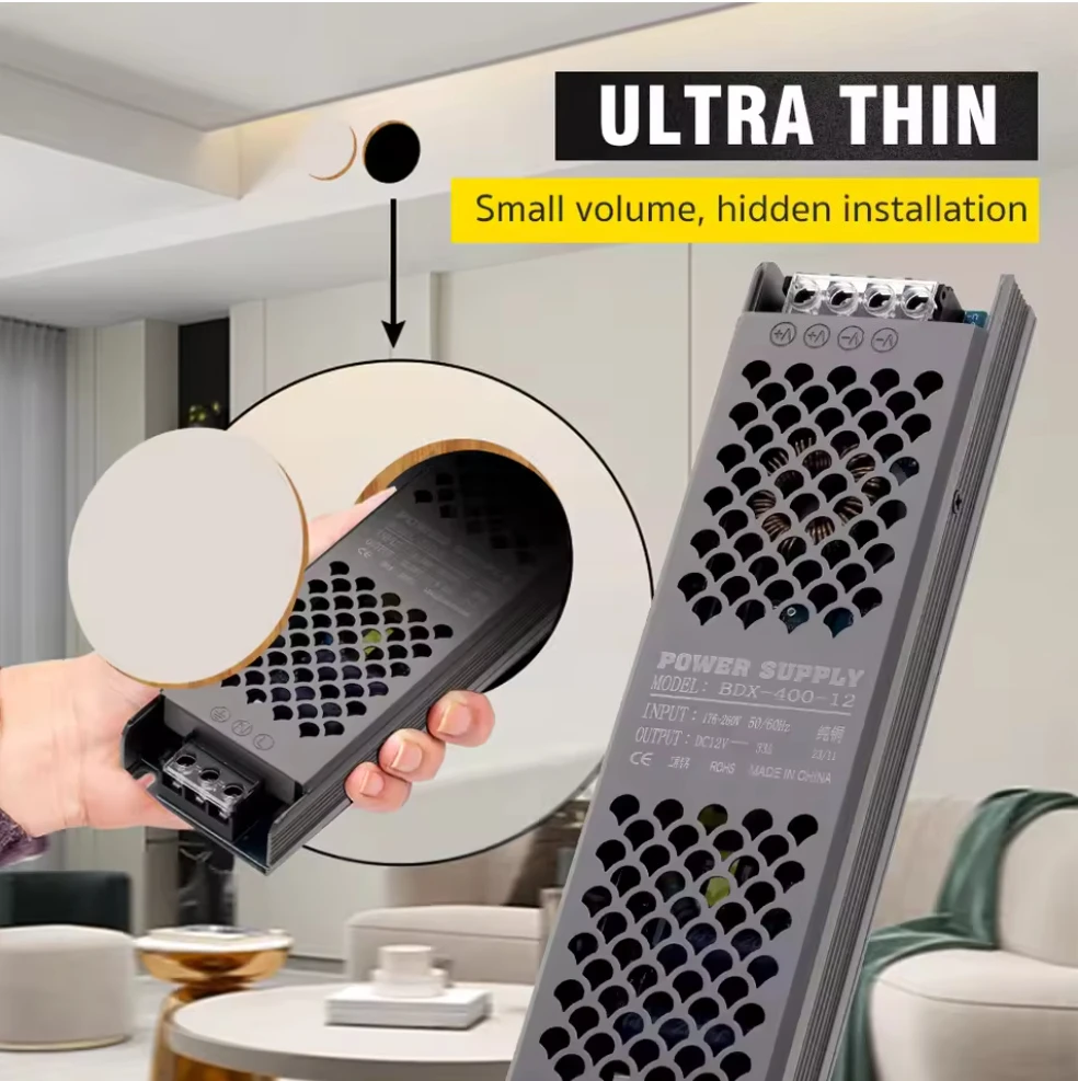 

High Quality Mute Lighting Transformers AC110/180V-220V Constant Output DC12V 24V 100W 200W 300W 400W LED Strip Power Supply