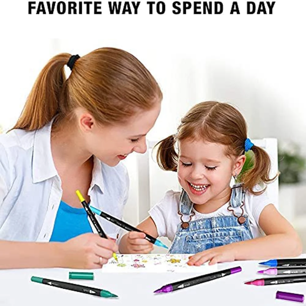Colouring Pens 24 Colours Dual Brush Pens Felt Tip Pens Art Markers Drawing, Painting, Calligraphy, Colouring Books image 2