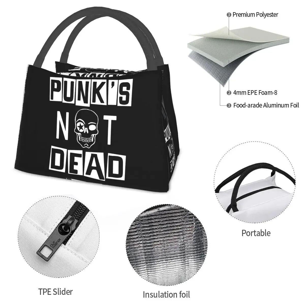 Best Punks Not Dead Pablho Music Lunch Bags Insulated Bento Box Lunch Tote Picnic Bags Thermal Bag for Woman Children School