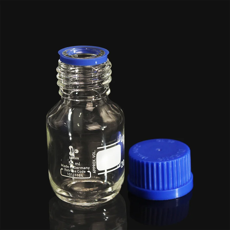 DURAN® Original Laboratory Bottle, clear, with DIN 168-1 thread, graduated, with screw cap and pouring ring