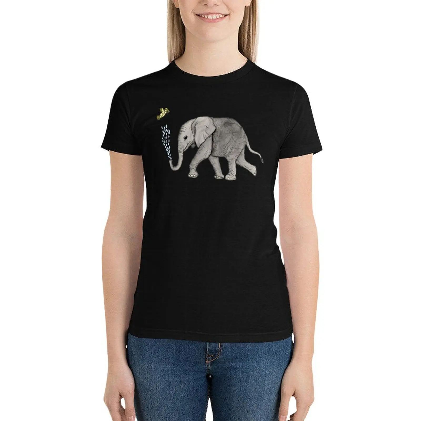 

Elephant and the Bird T-Shirt tees Blouse t-shirt dress for Women long