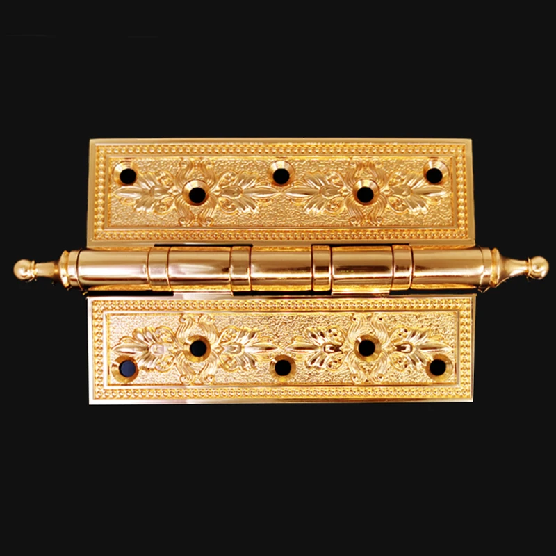 High-end European 3PCS 4''/5'' Solid Brass Heavy Door Hinges 4mm Thicken Crown Head Villa Door Hinges Bearing Silent Door Hinges