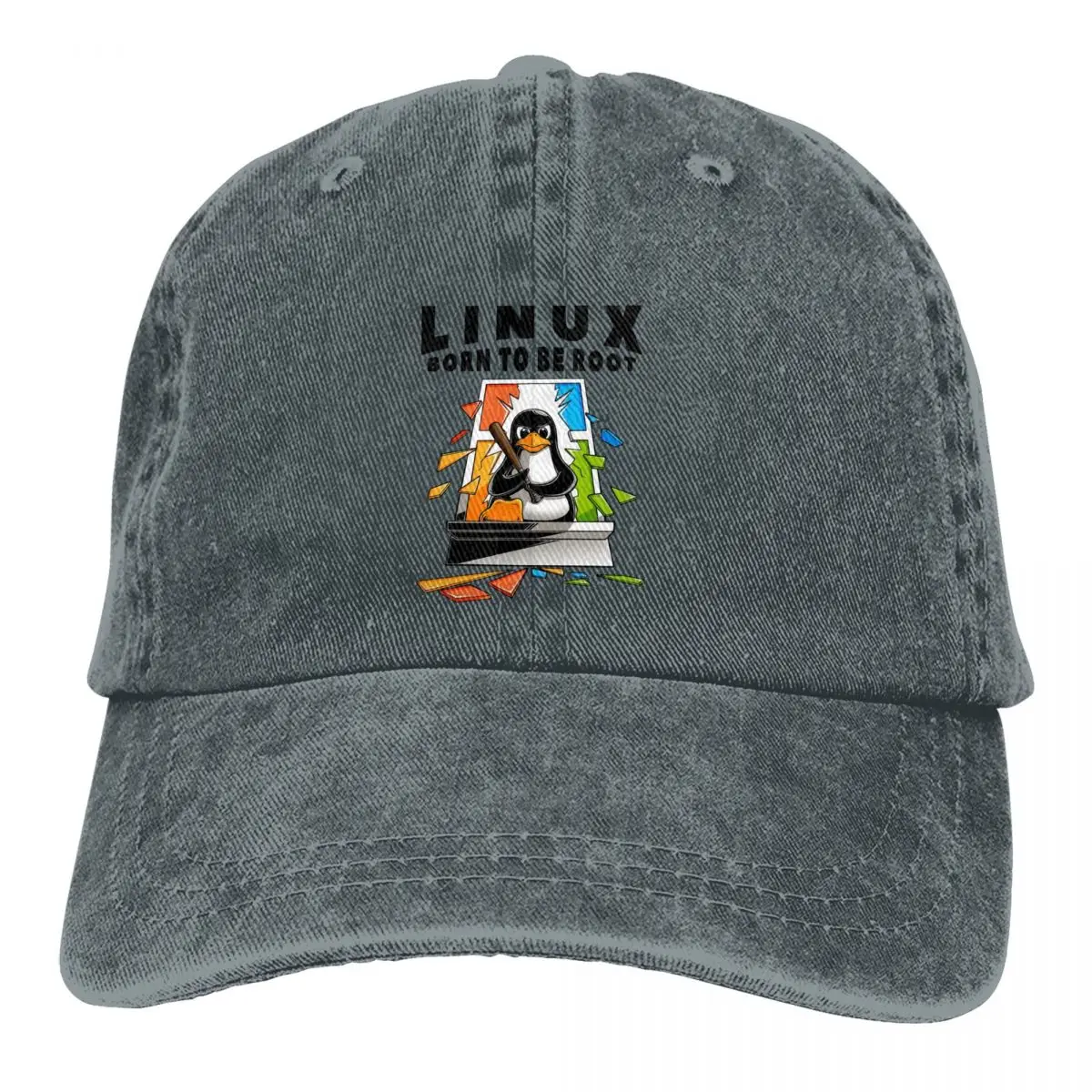 Window Crash Illustration Baseball Cap Men Hats Women Visor Protection Snapback Linux Operating System Tux Penguin Caps