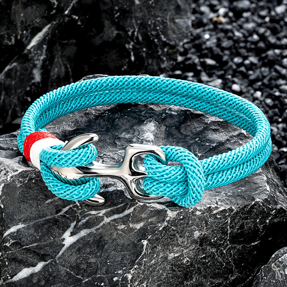 Stainless Steel Anchor Bracelets for Men Women Double Strand Nautical Braided Rope Bracelet Couple Jewelry Gift Not Fade