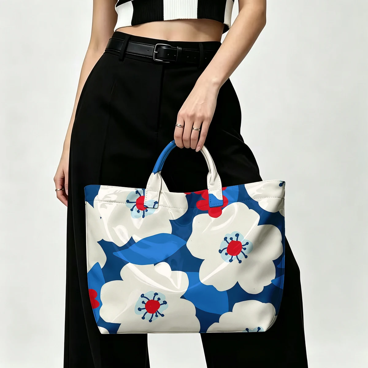 American-style Patriotic Big Bloom PVC Tote Bag Waterproof Transparent Jelly Bag Beach Bag Tote Pouch Bow Handbags Storage Bag