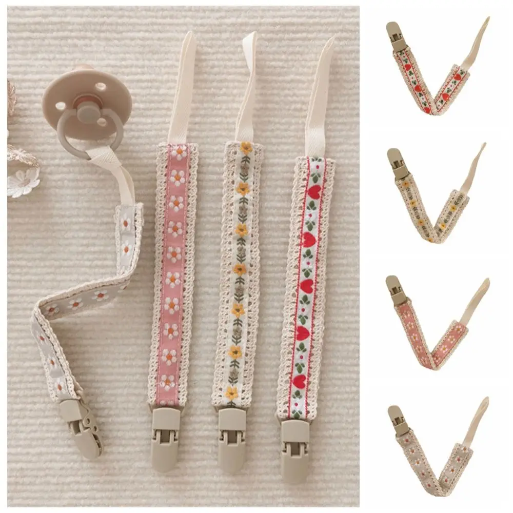 Ethnic Style Baby Cloth Pacifier Chain Adjustable Teether Toys Straps Nipple Holder Clips Dummy Clips Embroidery Floral