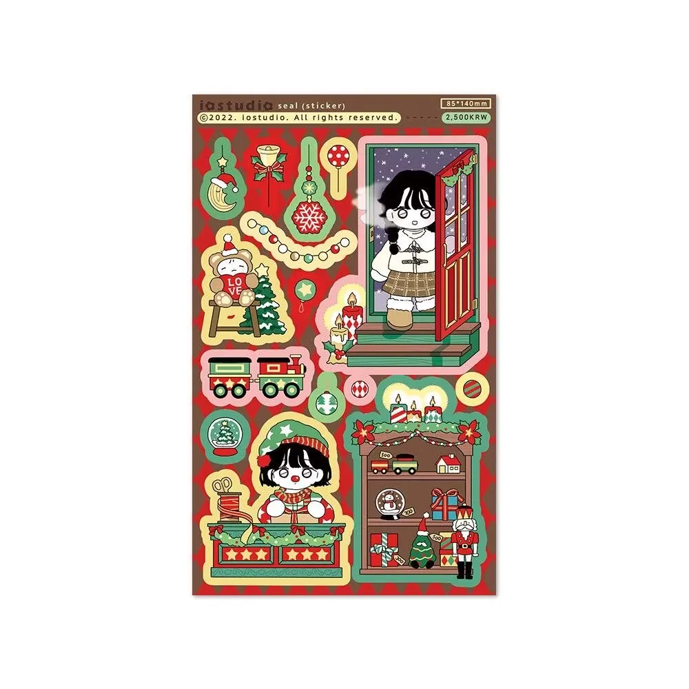 1/5Pcs  Christmas Stickers Cartoon Girl 5 Scenery Stickers Chibi Mini Figure INS Stickers DIY Journaling Materials Decorations