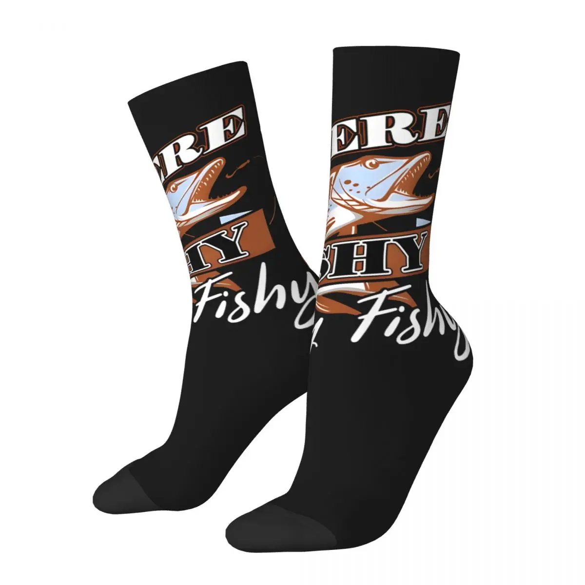 Crazy compression Fisherman Vintage Sock for Men Vintage Jeremy Wade Seamless Pattern Crew Sock Novelty