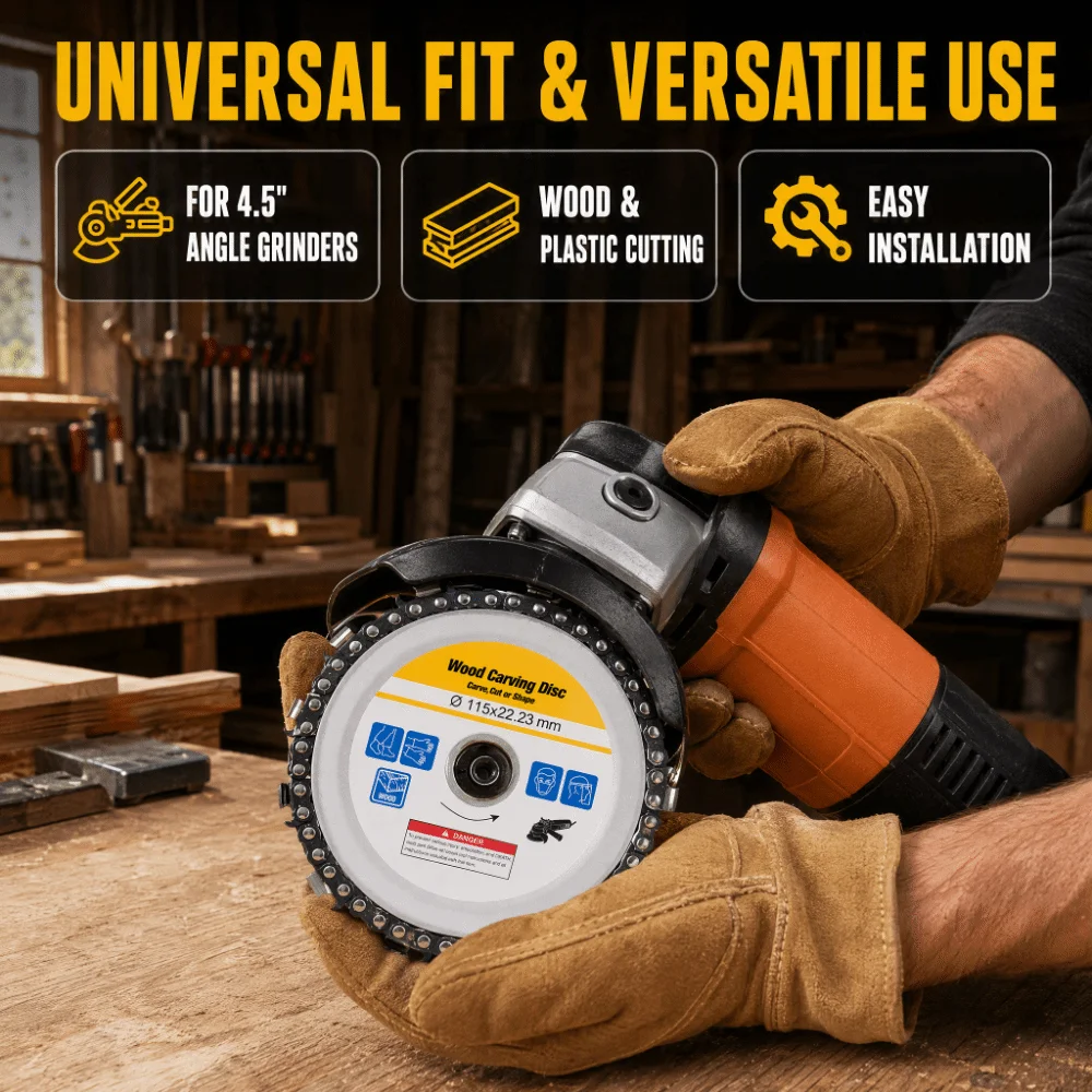13 Teeth Wood Carving Disc 115mm Diameter 7/8 Inch Arbor Chainsaw Grinding Wheel Yellow Coated Circular Plate Design