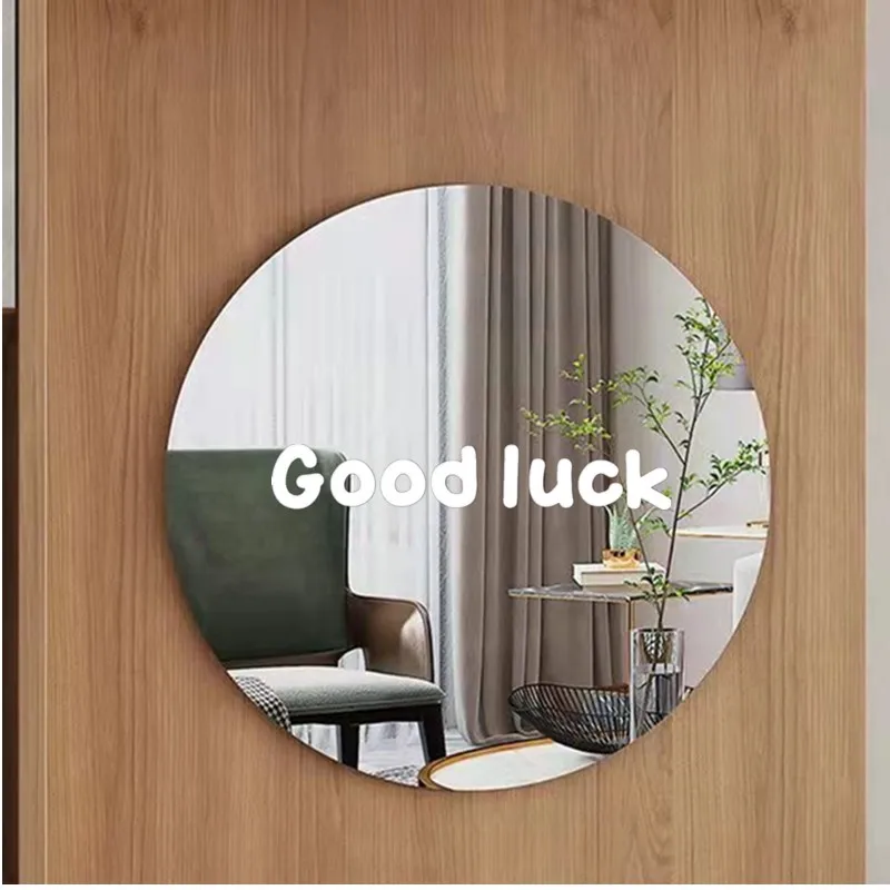 

1pc Large Good Luck Acrylic Mirror Wall Mounted Round Art Funky Mirror Gift Colorful Mirror Stickers Home Cute Decor