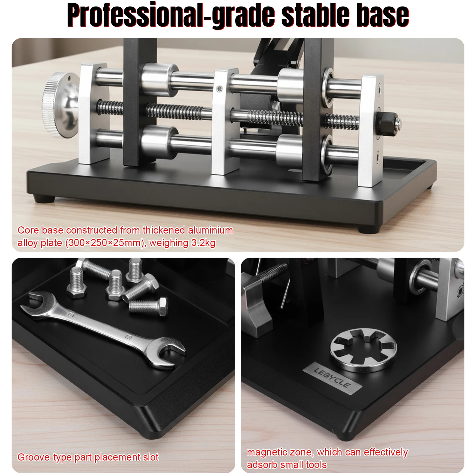 

Bike Wheel Truing Stand Aluminum Alloy Base Bike Repair Stand with Magnetic Tool Holder for Wheel Alignment and Disc Rotor Check