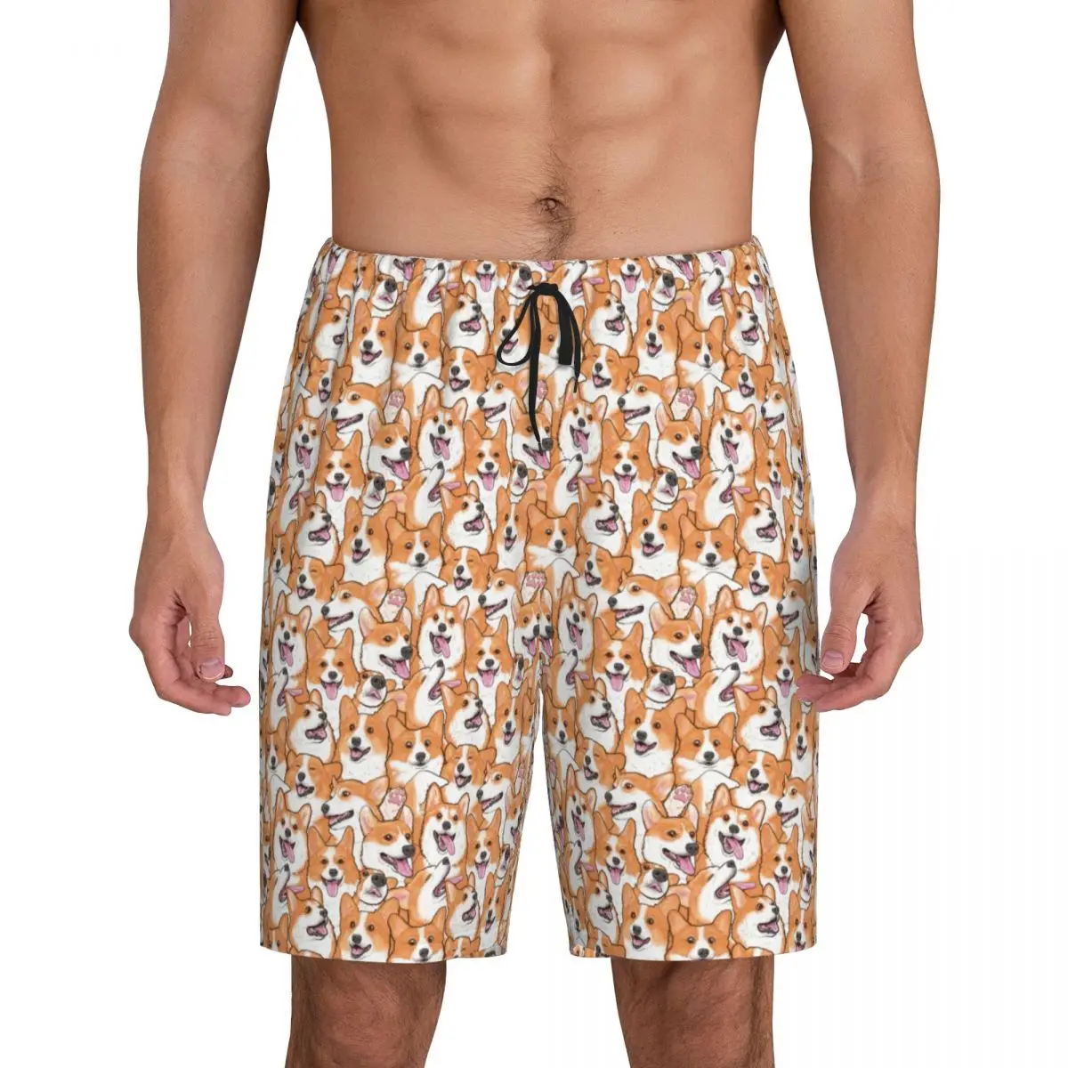 

Custom Cute Pet Dog Corgis Pajama Shorts Men Sleepwear Lounge Bottom Stretch Sleep Short Pjs with Pockets