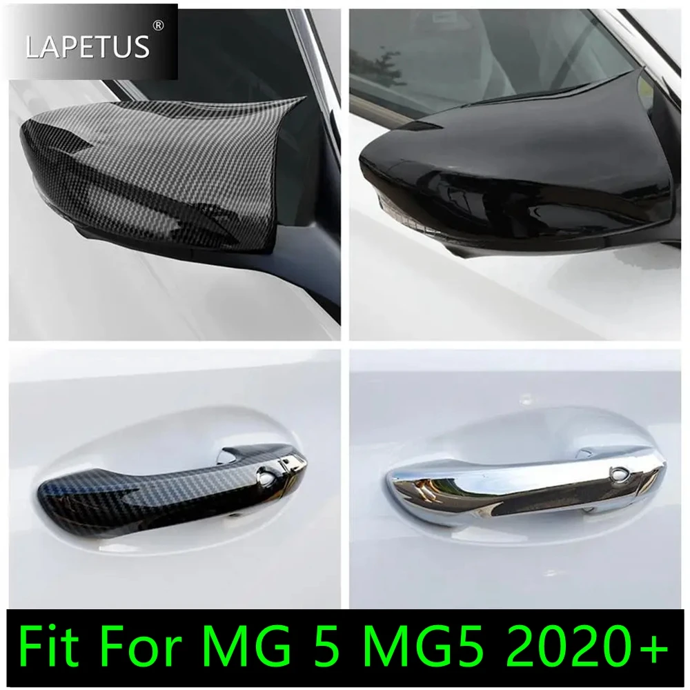 

Side Door Pull Handle Catch / Rearview Mirror Cap Decor Cover Trim For MG 5 MG5 2020 -2023 Car Chrome / Carbon Fiber Accessories