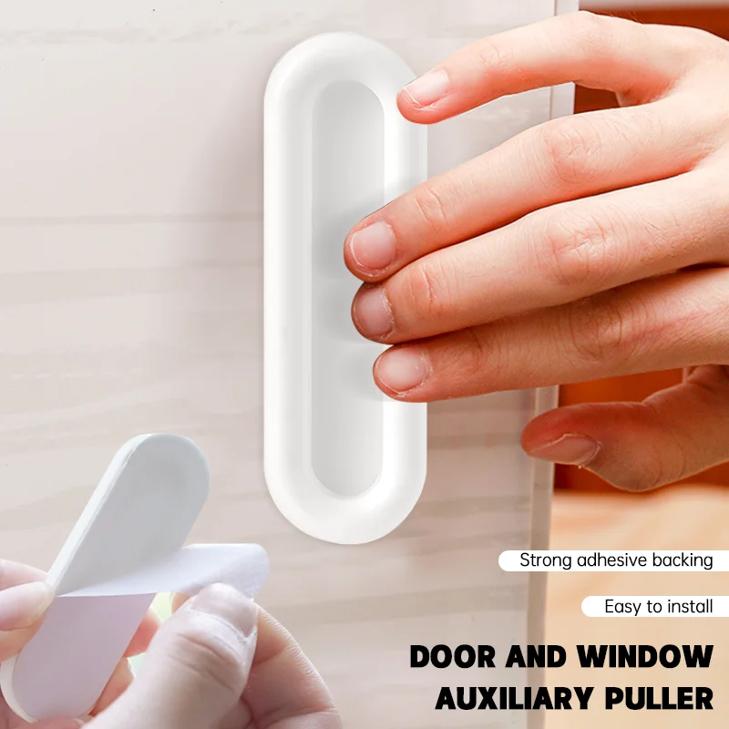 Window Cabinet Drawer Handles Self-adhesive Oval Door Handles Sliding Door Knob Auxiliary Device Non-slip Grip Door Knobs