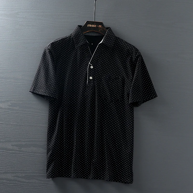 

Мужская летняя дышащая футболка из трикотажа с технологией устранения запахов, в горошек, повседневная, свободного кроя...