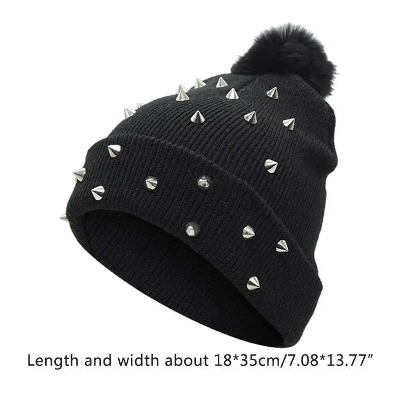 652F 18x35 سنتيمتر أكريليك أسود ناعم الشرير قبعة صغيرة محبوكة قبعة دافئة للنساء والفتيات #6