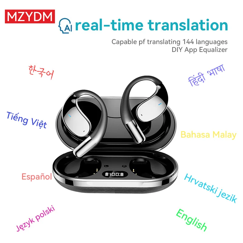 

AI Translation Earbuds 144 Language 3-in-1 Q39 Wireless Bluetooth5.4 Earphones Noise Canceling Real Time Translation Headphones