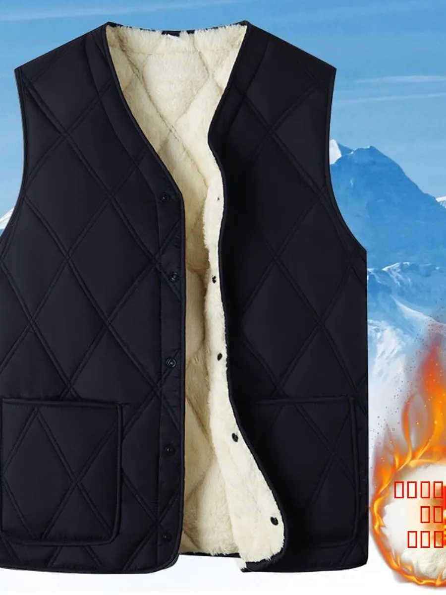 

Утепленный мужской жилет для среднего возраста, модный зимний жилет в городском стиле с V-образным вырезом и застежкой на одну пуговицу