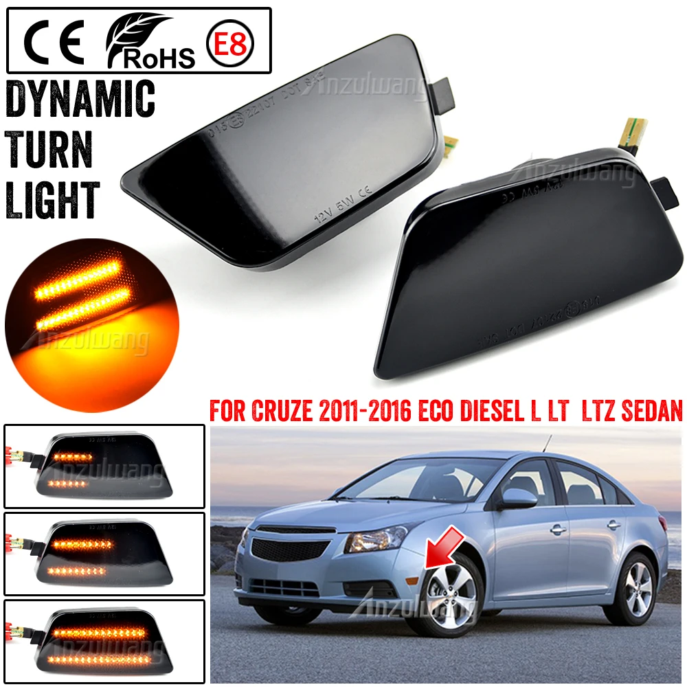 Canbus Blinker Lamp LED Dynamic Turn Signal Side Marker Light For Chevrolet Cruze Limited Diesel Eco L LS LT LTZ 2011-2016