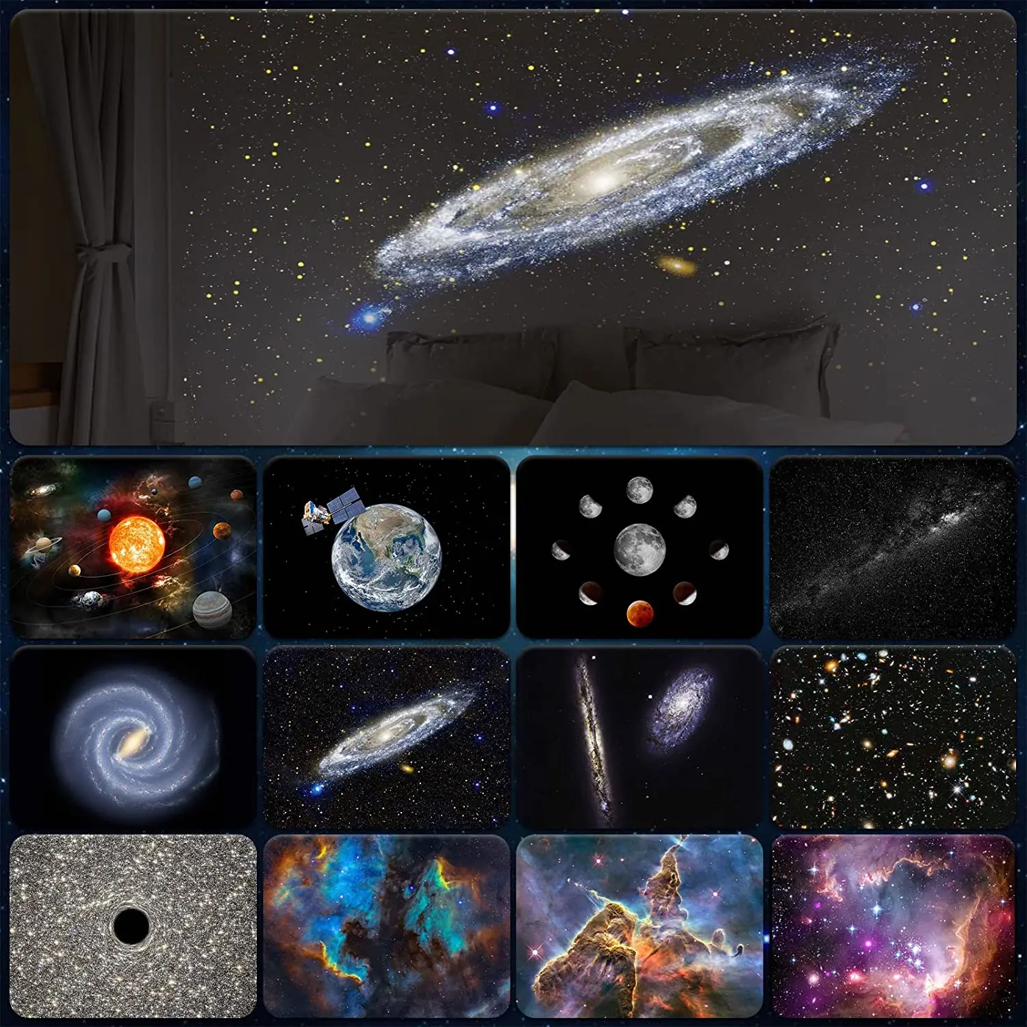 12 IN 1 Galaxy Star Projector LED Night Light Planetarium Starry Sky Projector Lamp for Bedroom Ceiling Room Decor Kids Gifts