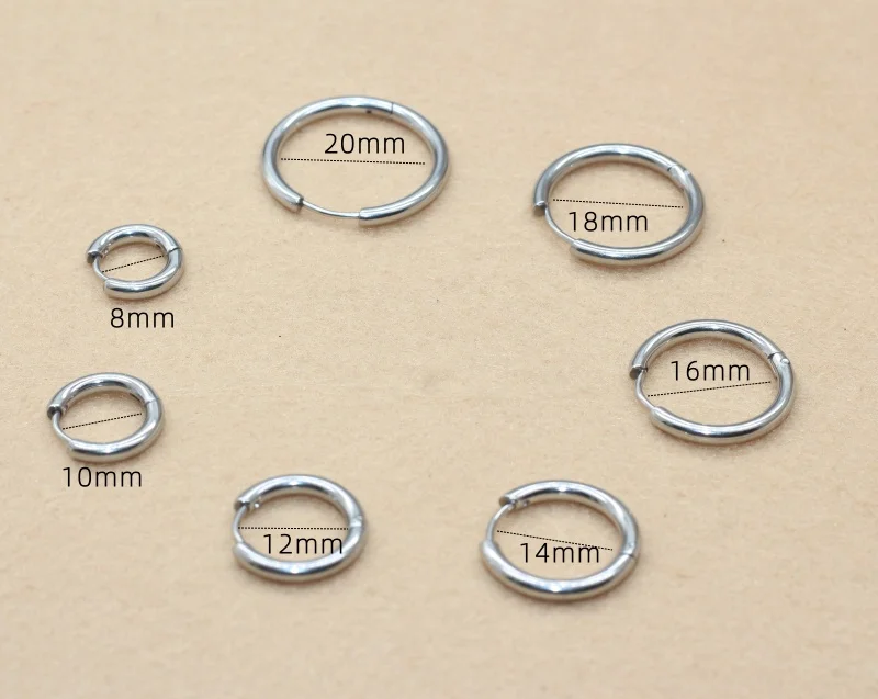 10 Paar Edelstahl-Creolen, Schmuckgeschenk, klassisches Design, 2,5 mm, 8/10/12/14, verblasst nicht, allergiefrei. – Detail 12
