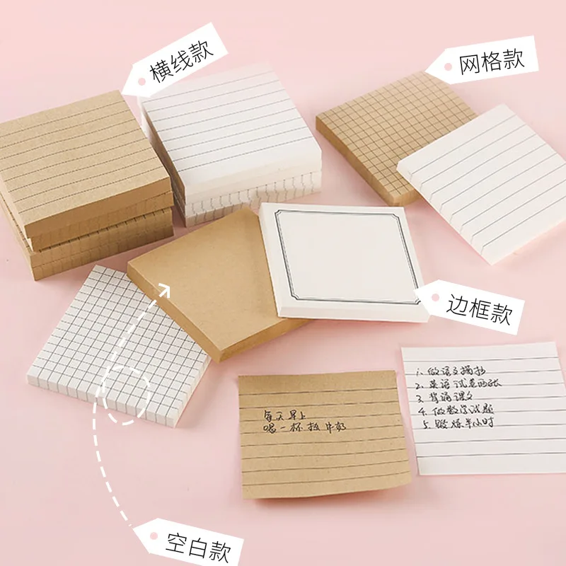 N Times Sticky Notes Blank Inner Pages of Student Squares Notepad Marked with Notes Can Be Torn and Torn Notes