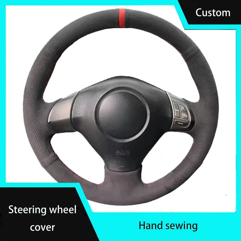 

Custom Car Steering Wheel Cover Black Suede Leather For Subaru Forester Impreza Legacy Exiga Hand-stitched Auto Interior
