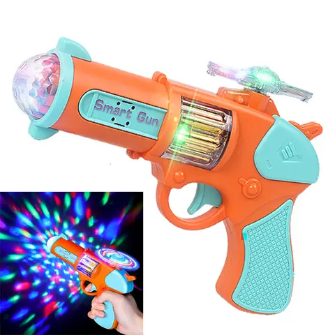 Kids Toy Pistol Electric Flash Music Colorful Rotating Projection Sound and Light Children's Toy Gun Gift