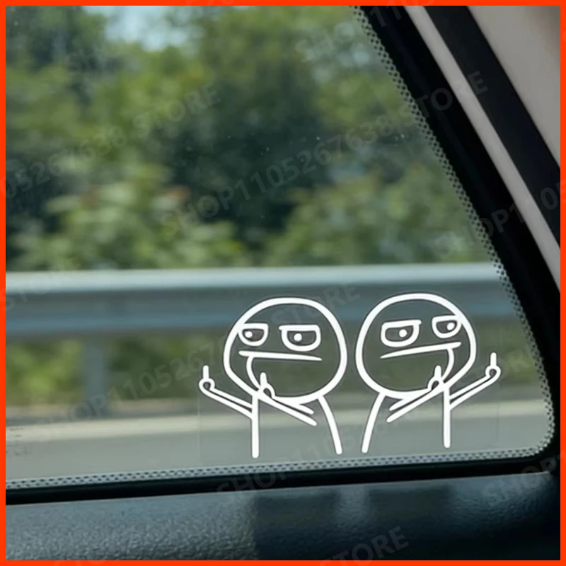 

Car Sticker Simple Drawing Character Raising Middle Finger Funny Reflective Sticker Suitable for Trunk, Window, Bumper