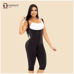 Bodysuit emagrecedor com sutiã ajustável, modelador do corpo, cinta de lipoaspiração, perna média, ajuste confortável, fajas colombianas, shapewear, 3 ganchos