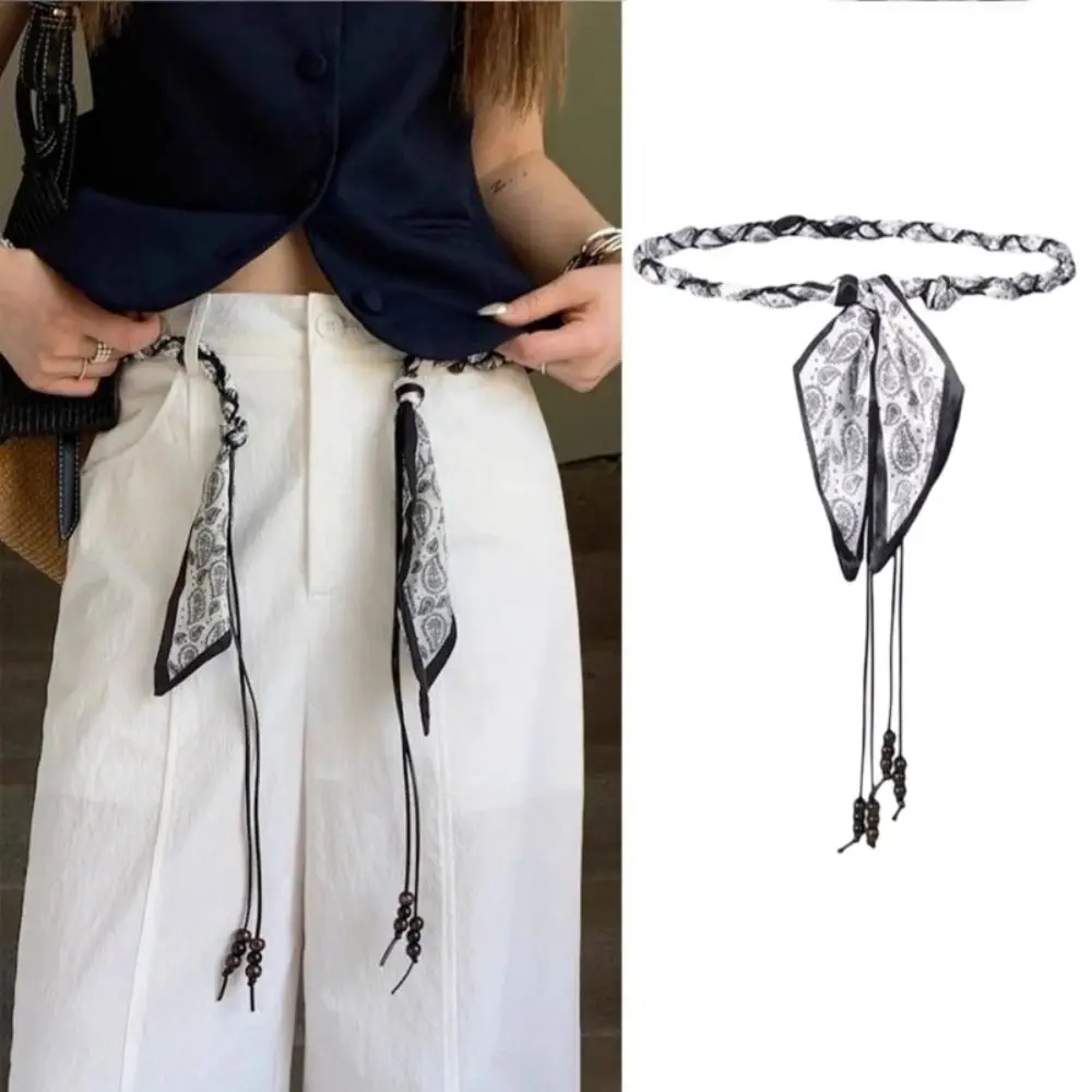 Macadamia Flower Waist Chain Woven Design Tassel Detail Wais