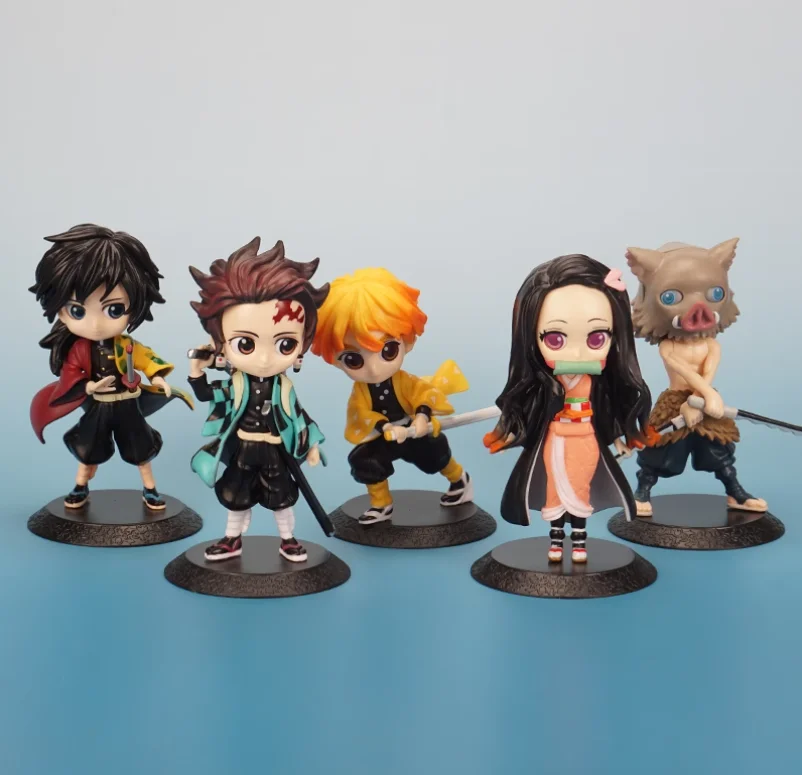 

6pcs/lot Q Ver. Anime Demon Slayer Figure Kamado Tanjirou Nezuko Action Figures Inosuke Kimetsu No Yaiba PVC Model kids gift