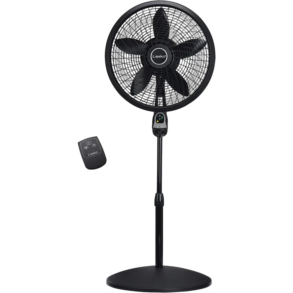 

Oscillating Pedestal Fan with Remote Control Adjustable Height Timer 3 Speeds for Home Bedroom Living Room Office Black