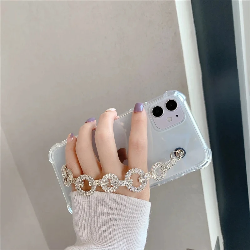 

Luxury Rhinestone Chain Phone Case for Motorola G10 G60 G60S G50 G40 Fusion G30 G20 G200 G9 Power G8 Play G7 Plus G8 Power Lite