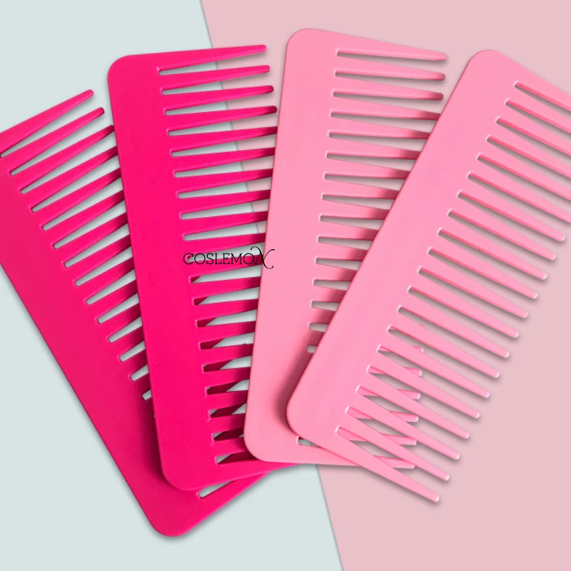 Big Teeth Hair Comb Heat-resistant Large Wide Tooth Detangling Hairdressing Comb Multicolor Flat Comb Hair Salon Styling Tool