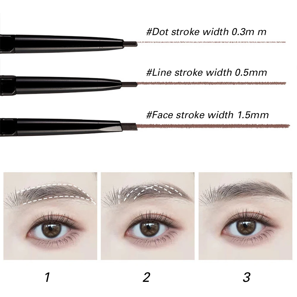 Crayon à sourcils à double tête, résistant à l'eau et à la sueur, stylo à sourcils automatique, longue durée, maquillage professionnel, cosmétiques pour les yeux