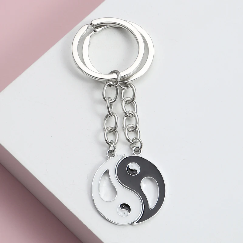 Paare passender Schlüsselanhänger Zubehör Geschenkartikel Yin Yang Charms Kette Großhandel gepaart Bff Schmuckhalter 2023 – Detail 6